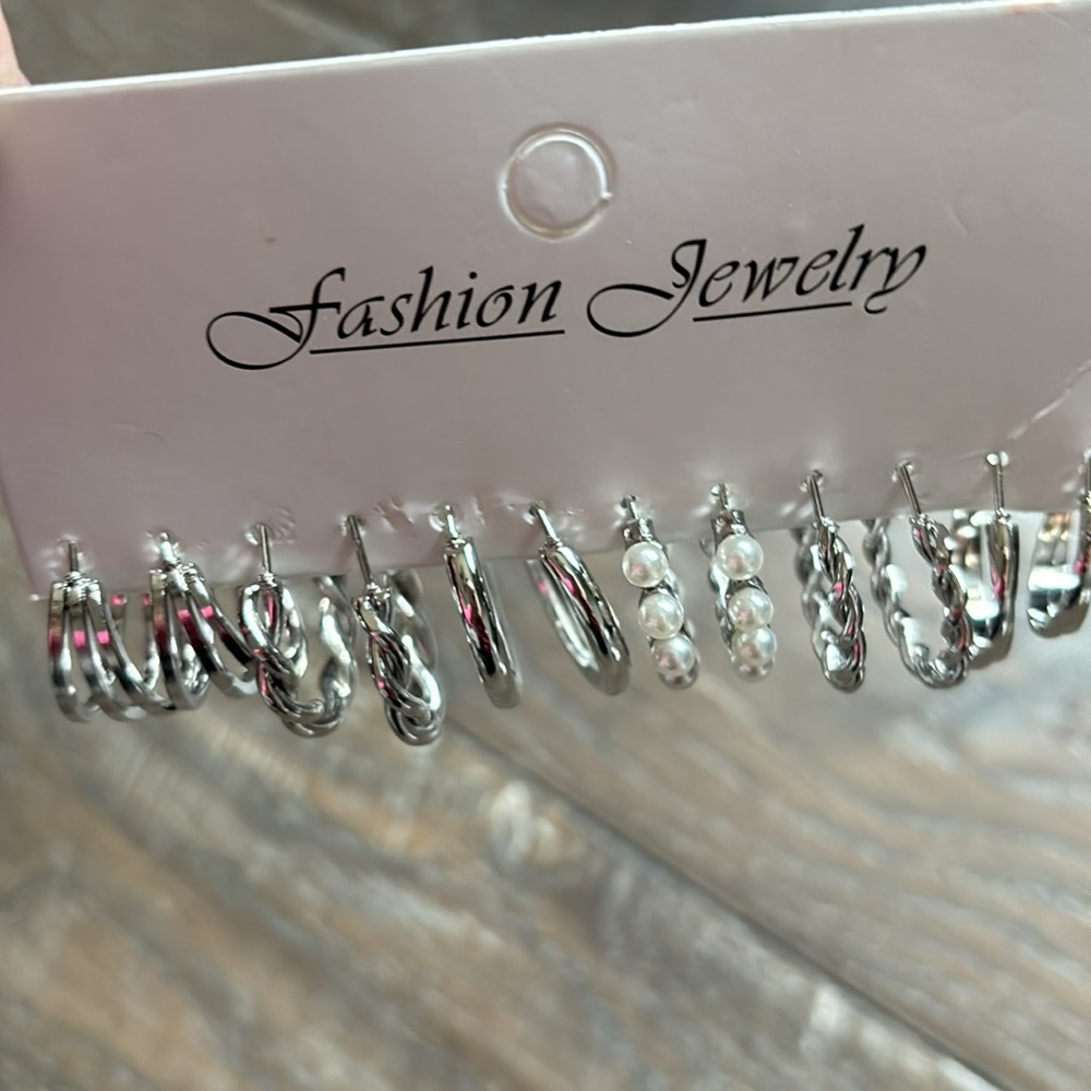 Silver Hoop Earring Set - Picture 2 of 3
